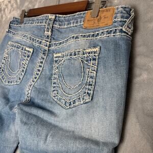 True Religion Halle Mid Rise Super Skinny Jeans Women Size 31 Blue Denim